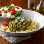 Creamy Avocado Pasta and Caprese Salad
